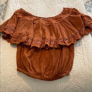 Jens Pirate Booty burnt orange off theshoulder top